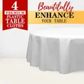 Premium white disposable round PEVA plastic tablecloth for birthday parties 4 pack - 213cm (84in) 3-Silk 90g / White