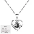 Collana con proiezione a cuore in argento S925, finitura oro bianco, catena 40+5cm. - Stile Proiezione a Cuore (D62) (Con Catena a Onde d'Acqua) / Argento 925 / Oro Bianco