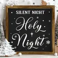 Detail of wooden frame Christmas sign with 'Silent Night Holy Night' text. - Silent Night Art Word (13) / 20*20*0.6CM