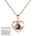Collana di proiezione a cuore in argento S925 oro rosa con cristalli scintillanti - Stile Proiezione a Cuore (D62) (Con Catena a Onde d'Acqua) / Argento 925 / Oro rosa