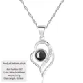 Collana con proiezione cuore in argento S925, finitura oro bianco, 40+5cm - Stile Proiezione a Cuore (D87) (Con Catena a Onde d'Acqua) / Argento 925 / Oro Bianco