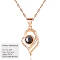 Collana con proiezione a cuore in argento S925 oro rosa con catena regolabile. - Stile Proiezione a Cuore (D87) (Con Catena a Onde d'Acqua) / Argento 925 / Oro rosa