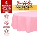 High quality pink disposable round plastic tablecloth made of thickened PEVA material - 213cm (84in) 3-Silk 90g / Pink