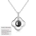 Elegant s925 sterling silver four-leaf clover projection necklace in white gold color - Clover Projection Style (D91) (With Cross Chain) / 925 Silver / White Gold