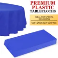 Premium royal blue round plastic tablecloth for elegant parties and celebrations - 213cm (84in) 3-Silk 90g / Dark Blue