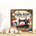 Vintage sewing room themed wooden frame decoration with funny English quotes - Sewing Theme Illustration (33) / 20*20*0.6CM