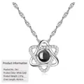 Elegant S925 silver projection necklace with star pendant in a white gold finish - Hexagram Projection Style (D61) (With Water Wave Chain) / 925 Silver / White Gold