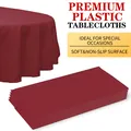 Premium burgundy round plastic tablecloth for special occasions and birthday parties - 213cm (84in) 3-Silk 90g / Burgundy