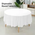 Premium white disposable PEVA round tablecloth for birthday parties and waterproof dining. - 213cm (84in) 3-Silk 90g / Brown