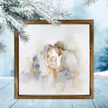 Wooden frame Christmas decor with watercolor nativity scene and self-adhesive back - Holy Family Watercolor (25) / 20*20*0.6CM