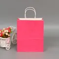 Eco-friendly hot pink paper gift bag with sturdy white twisted handles for shopping - Peach Pink; Extra Small Vertical Style (12*15*6)