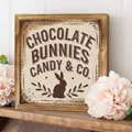 Vintage wooden frame decor with Chocolate Bunnies Candy & Co sign for home display - Easter Bunny Silhouette (45) / 20*20*0.6CM
