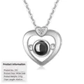 Elegant S925 sterling silver heart-shaped 100 languages projection necklace for women - Double Heart Overlap Projection Style (D51) (With Cross Chain) / 925 Silver / White Gold