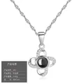 Elegant S925 sterling silver flower projection necklace in a white gold finish for women - Floral Projection Style (D57) (With Water Wave Chain) / 925 Silver / White Gold
