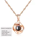 Rose gold S925 silver projection necklace with 100 languages heart pendant - Circular Streamline Projection Style (D59) (With Water Wave Chain) / 925 Silver / Rose Gold