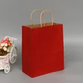 Solid red kraft paper gift bag with twisted handles for shopping and packaging - Maroon; Extra Small Size (12*15*6) With Vertical Cut