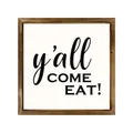 Targa decorativa quadrata in legno rustico con tipografia y'all COME EAT - Citazioni Y'all Come Eat (4) / 20*20*0.6CM