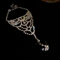 Vue détaillée de l'ensemble bague et bracelet évidé en strass brillant pour femmes - 44# Bracelet