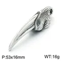 Punk style stainless steel wolf tooth pendant for men with detailed texture, 53x16mm size - Textured Claw Style (KP118518-LU) / 53x16mm