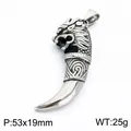 Punk stainless steel dragon head wolf tooth pendant for men, hip-hop style jewelry - Dragon Head Wolf Fang Style (KP118709-LU) / 53x19mm