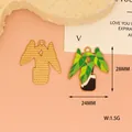Detailansicht Blatt-Anhänger, 28mm hoch, 24mm breit, Vorder- und Rückseite gezeigt - Grüne Topfpflanze (D-119) / 6 Bananenblatt (Blatt)
