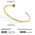 Detailed specifications of gold plated stainless steel cuff bracelet with green gemstone - Emerald Rectangle Stone Style (JDB0201319)