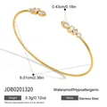 18k gold plated stainless steel cuff bracelet with zirconia measurements and specs - Teardrop and Square Stone Style (JDB0201320)