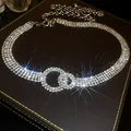 Macro detail of a sparkling multi-layer rhinestone waist chain with interlocking rings - Style 18