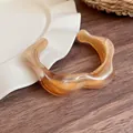 Irregular wide resin cuff bracelet with vintage Maillard brown marble pattern design - Style 55 - Coffee Color