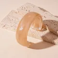 Retro Maillard style irregular wide resin bangle with elegant marble texture pattern. - Light Coffee