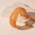 Retro amber marble resin bangle with wide irregular design in Maillard style - Dark Coffee