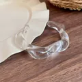 Transparent irregular wavy wide-sided resin bangle bracelet with retro Maillard style - 53# Bangle-Clear