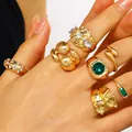 Close-up of vintage irregular textured gold rings set for women - Vintage Unique Style (WG2-0521)