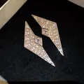 Geometric pave-set rhinestone kite earrings with sparkling cubic zirconia detail - Silver