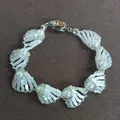 Pulsera de perlas y conchas blancas de estilo vintage francés para vacaciones en la playa - Solo Pulsera / Blanco