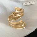 Vintage chunky gold-tone textured cuff bracelet for women elegant fashion jewelry - 28# Bangle