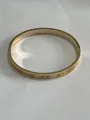 Gold-toned stainless steel bangle featuring colorful painted enamel patterns for women - Bohemian Floral Style (TB7032-7)