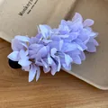 Elegant purple fabric flower hair clip with dew drops, stylish duckbill clip for women - Alligator Clip - Purple