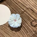 Elegant white cloth daisy flower hair clip with a refined pink center for summer styles - Claw Clip - White