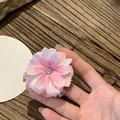 Elegant pink and white fabric flower hair clip featuring a secure duckbill attachment - Hair Claw - Pink