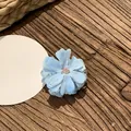 Elegant sky blue fabric flower hair clip with duckbill attachment for beach vacation - Hair Claw - Blue
