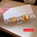 Set of 5 pairs of vintage style earrings in gold and silver mixed metallic finishes - 10-Piece Set (Silver Pin) / Gold and Silver