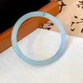 Elegant light blue semi-transparent jade-like glass bangle bracelet for Hanfu outfit - Blue (Style 10)