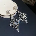 Luxury silver star rhombus drop earrings with sparkling crystals and elegant design - Starry Rhombus Dangle Style (62#)