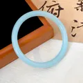 Elegant light blue translucent round glass bangle bracelet with traditional style - Sky Blue (Style 15)