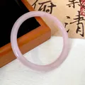 Elegant rose pink imitation jade glass bangle with a smooth round bar design for women - Pink (Style 18)