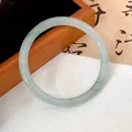 Elegant light green round bar imitation jade glass bangle for women's Hanfu style - Cyan (Style 22)