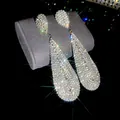 Sparkling silver needle rhinestone teardrop earrings for luxury evening wear - Silver Earring Post Water Drop Tassel Style (29#)