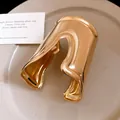 Luxury gold-plated metallic pleated cuff bracelet featuring a stylish wavy design for women - Wavy Pleated Wide Style (Small) / Gold