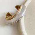 Elegant gold cuff bracelet with textured white inlay for women fashion accessory - Filamentous Pleated White Decor Style / White Gold